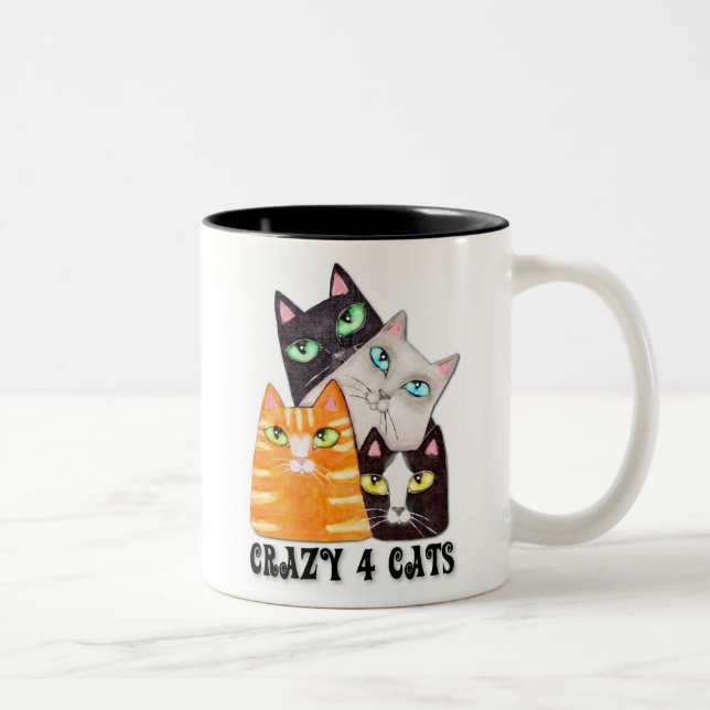 2 Couleurs Tasse de café de l'amoureux des chats (Droit)