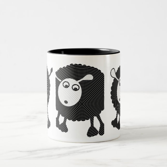 2 Couleurs Tasse de café de moutons noirs (Centre)