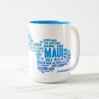 2 Couleurs Tasse de café de nuage de mot de Maui