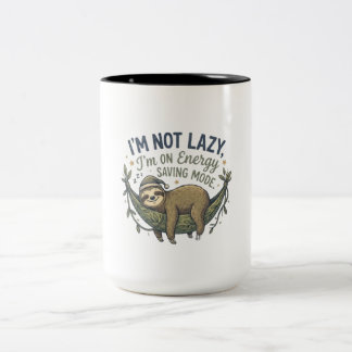 2 Couleurs Tasse de café de paresseux drôle | Mode d'économie