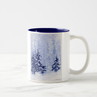 2 Couleurs Tasse de café de "PINS d'HIVER" de lac autumn
