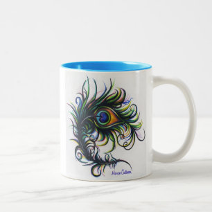 2 Couleurs Tasse de café de plume de paon