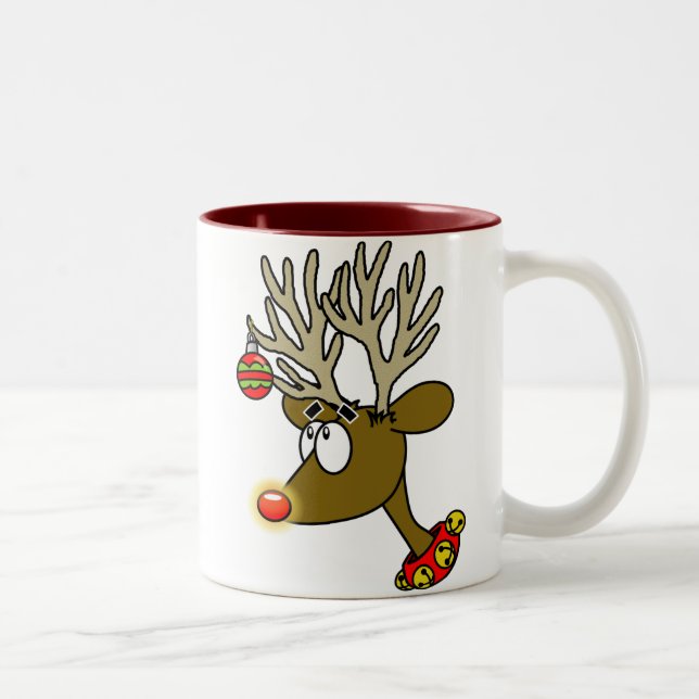2 Couleurs Tasse de café de renne de Joyeux Noël (Droit)