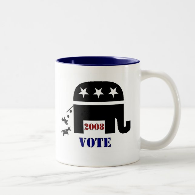 2 COULEURS TASSE DE CAFÉ DE RÉPUBLICAIN DE VOTE EN 2008 (Droit)