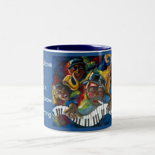 2 Couleurs Tasse de café d'oeuvre d'art de jazz