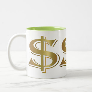 2 Couleurs Tasse de café d'or géante de symbole dollar
