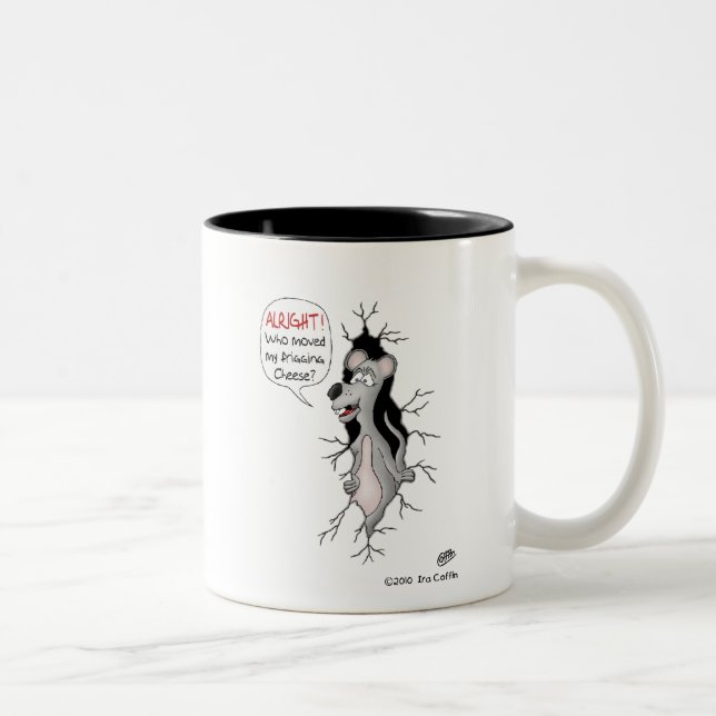 2 Couleurs Tasse de café drôle : Qui a déplacé mon fromage ? (Droit)