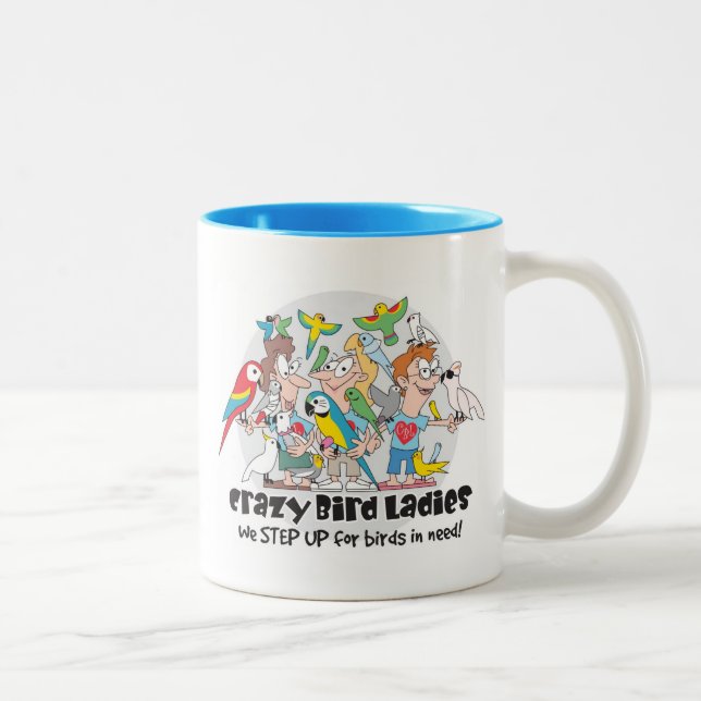 2 Couleurs Tasse de café folle de dames d'oiseau (Droit)