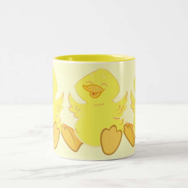 2 Couleurs Tasse de café heureuse de triplets de canard (Centre)