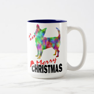 2 Couleurs Tasse de café Joyeux Noël Chihuahua et Canne de Bo