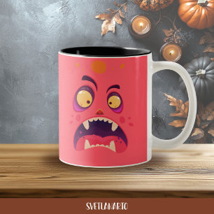 2 Couleurs Tasse de café Monstre Choqué Rouge Halloween