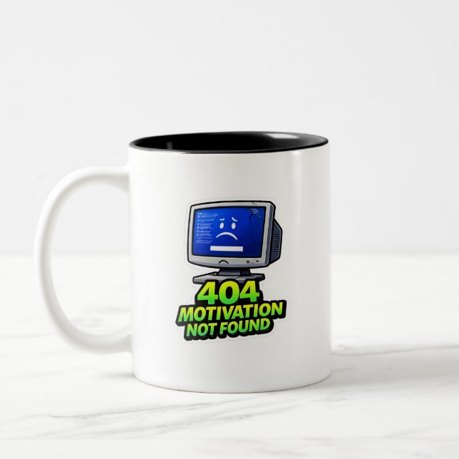 2 Couleurs Tasse de café Motivation Ordinateur Drôle 404 (Gauche)