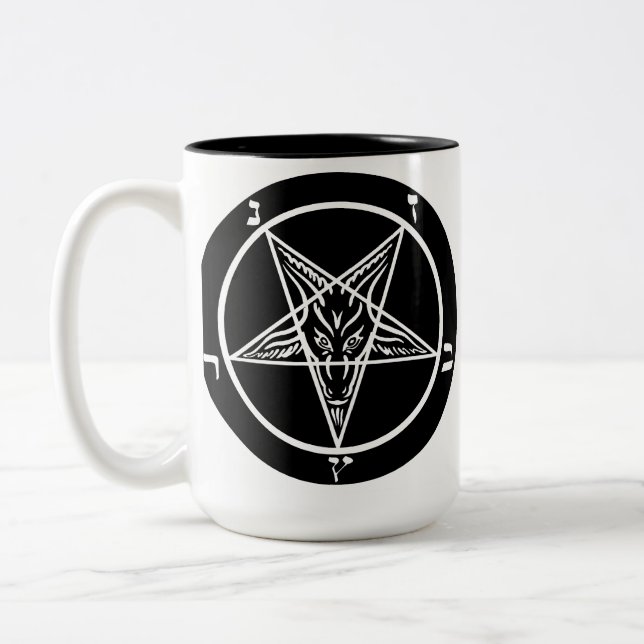 2 Couleurs Tasse de café noire en métal SATAN Baphomet 666 (Gauche)