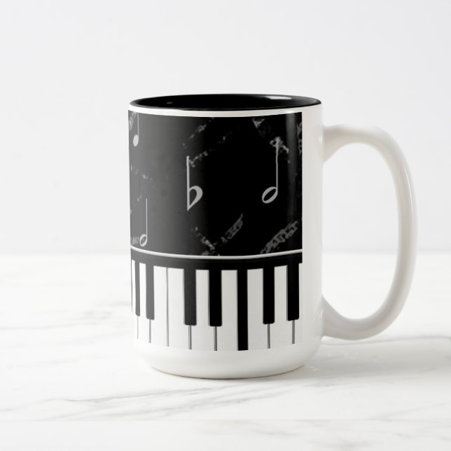 2 Couleurs Tasse de café noire et blanche de musique de piano (Droit)