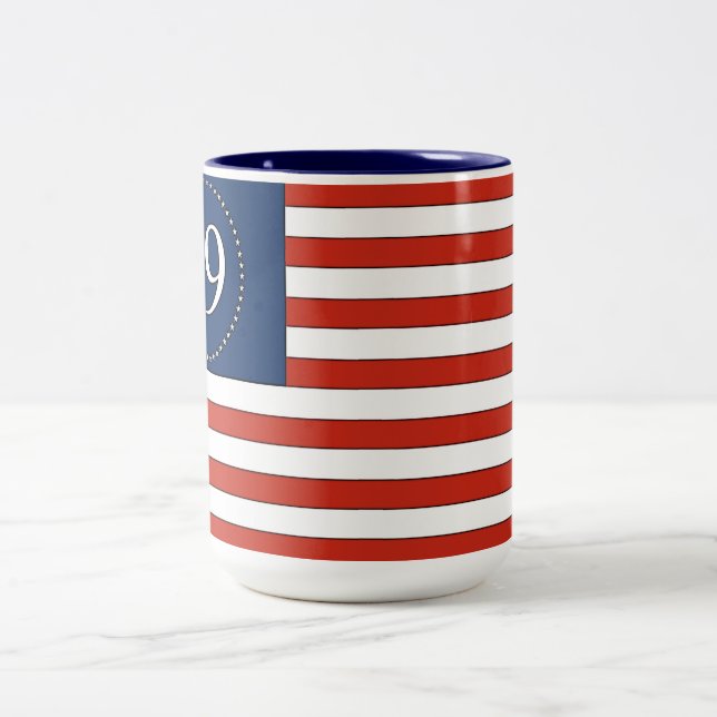 2 Couleurs Tasse de café patriotique de vieux motif de gloire (Centre)