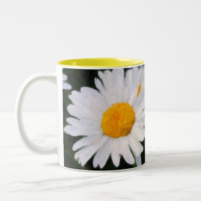 2 Couleurs Tasse de café peinte de marguerite (Gauche)
