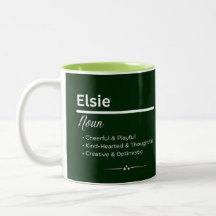 2 Couleurs Tasse de café personnalisée au nom de fille Elsie 