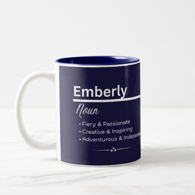 2 Couleurs Tasse de café personnalisée au nom Emberly (Gauche)