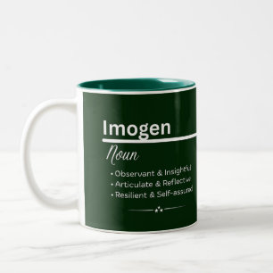 2 Couleurs Tasse de café personnalisée au nom Imogen