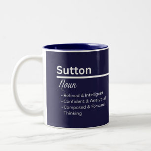 2 Couleurs Tasse de café personnalisée au nom Sutton