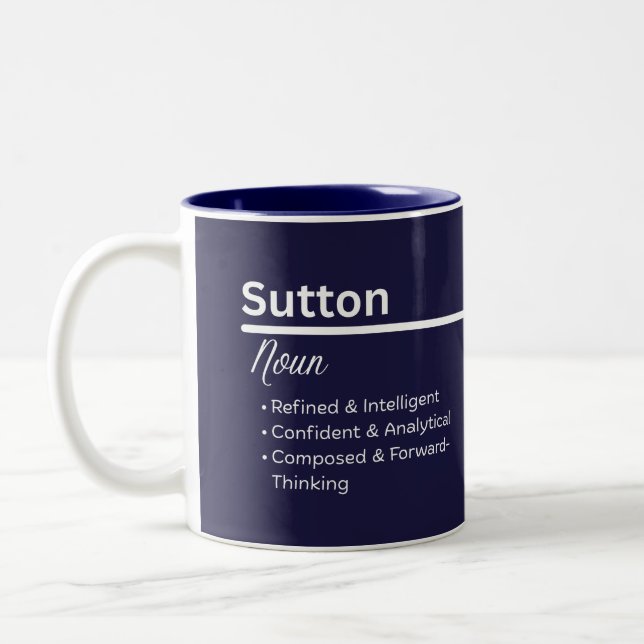 2 Couleurs Tasse de café personnalisée au nom Sutton (Gauche)