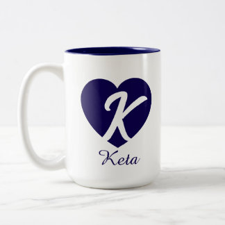 2 Couleurs Tasse de café personnalisée avec monogramme cœur e