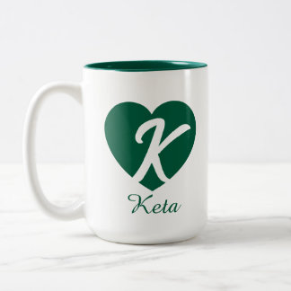 2 Couleurs Tasse de café personnalisée avec monogramme cœur e