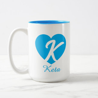 2 Couleurs Tasse de café personnalisée avec monogramme cœur i