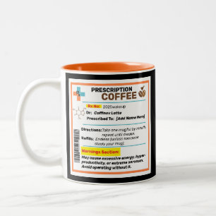 2 Couleurs Tasse de café personnalisée avec ordonnance drôle