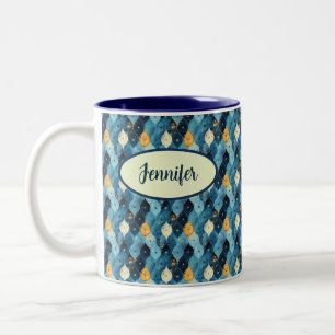 2 Couleurs Tasse de café personnalisée motif bleu