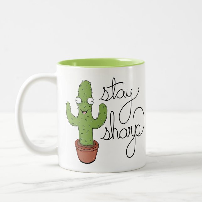 2 Couleurs Tasse de café pointue de séjour drôle de cactus (Gauche)