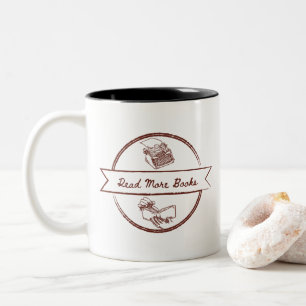 2 Couleurs Tasse de café pour amateur de livres minimaliste a