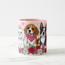 Tasse de café pour amateur de roses et trio de chi
