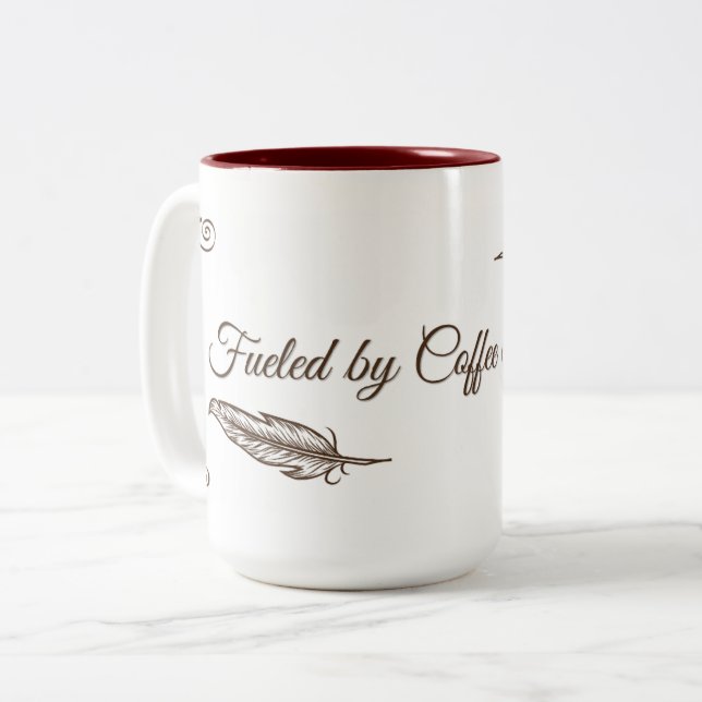 2 Couleurs Tasse de café pour écrivain | Alimenté par le café (Devant gauche)