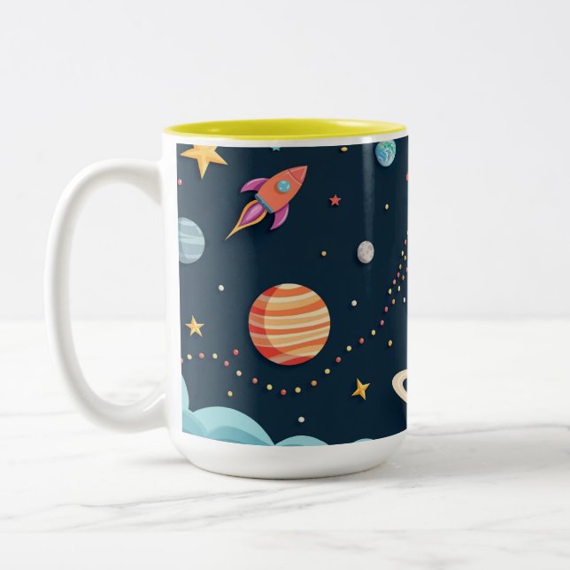 2 Couleurs Tasse de café pour enfants avec aventure spatiale  (Gauche)
