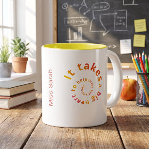 2 Couleurs Tasse de café pour enseignant à cœur en spirale -