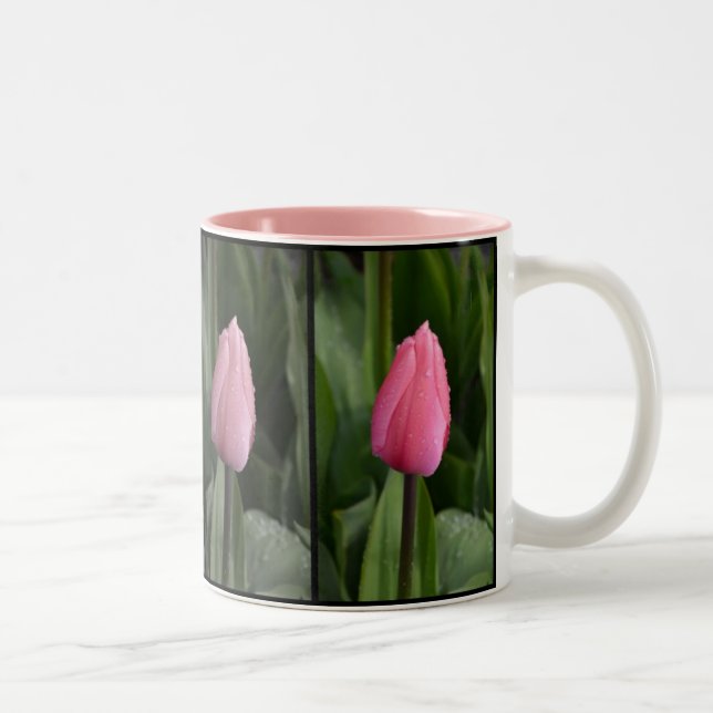 2 Couleurs Tasse de café rose de motif de tulipe (Droit)