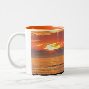 2 Couleurs Tasse de café Scène de coucher de soleil