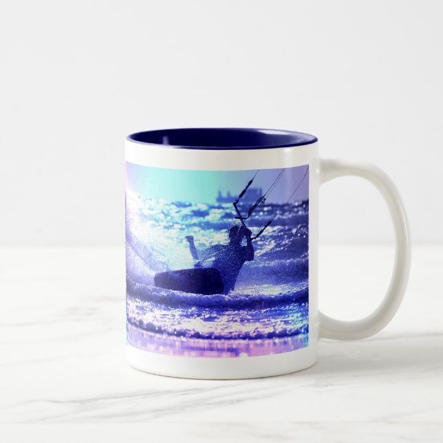 2 Couleurs Tasse de café surfante de cerf-volant (Droit)
