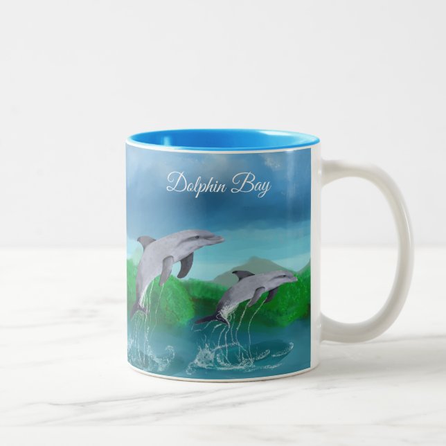 2 Couleurs Tasse de café tropicale de baie de dauphin par (Droit)