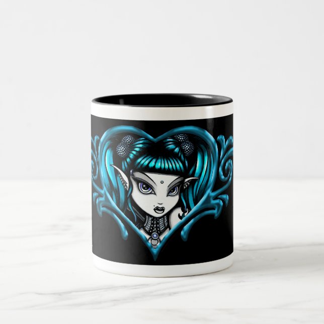 2 Couleurs Tasse de café turquoise de style de tatouage de (Centre)
