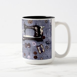 2 Couleurs Tasse de café vintage d'ouvrière couturière de