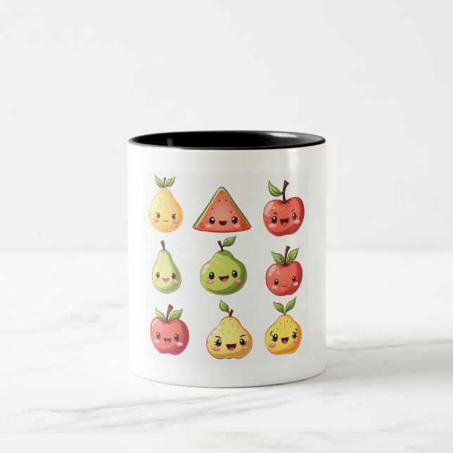 2 Couleurs tasse de caractères de fruits (Centre)