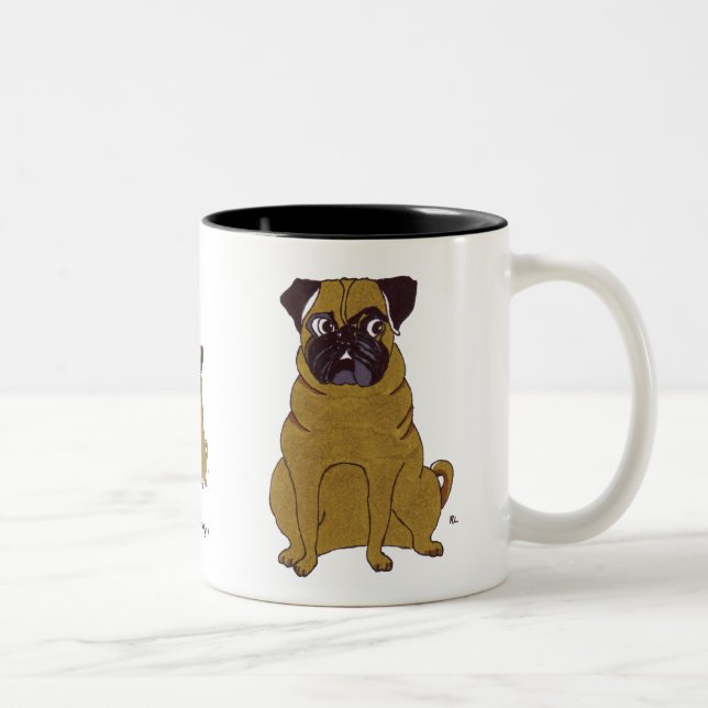 2 Couleurs Tasse de carlin (Droit)