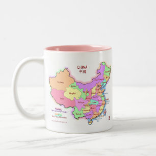 2 Couleurs Tasse de carte de la Chine