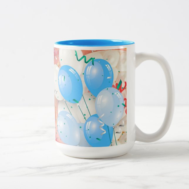 2 Couleurs Tasse de célébration avec ballons d'anniversaire (Droit)