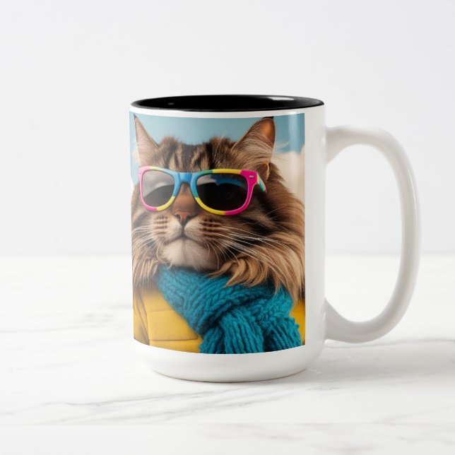 2 Couleurs Tasse de chat animal (Droit)