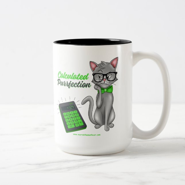 2 Couleurs Tasse de chat de maths Purrfection calculée (Droit)