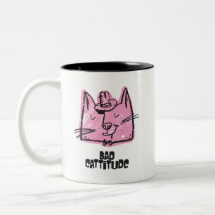 2 Couleurs Tasse de chat drôle et sarcastique avec mauvaise C