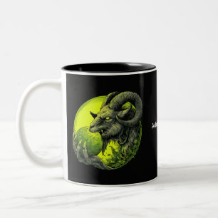2 Couleurs Tasse de chèvre cornu néon vert